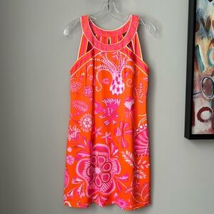 Gretchen Scott Designs Orange and Pink Floral Dress